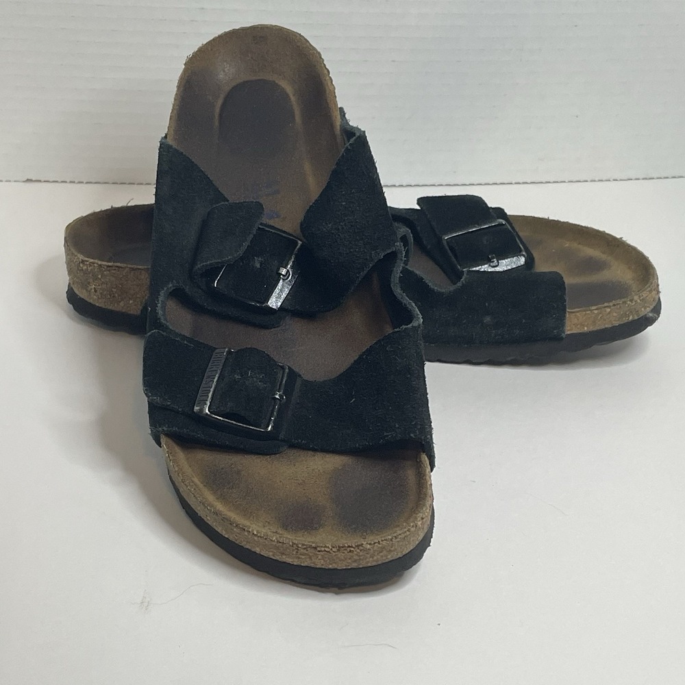 Birkenstock Arizona Soft Footbed Women's US 10 EU 41 Sandal Black Suede Leather